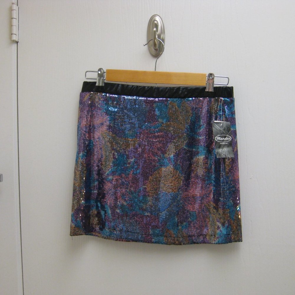 NWT Mandee floral sequin mini skirt S small